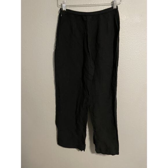 Eileen Fisher Womens Pants Size XS Black Linen Wide Leg Baggy Relaxed Lagenlook - Picture 2 of 8